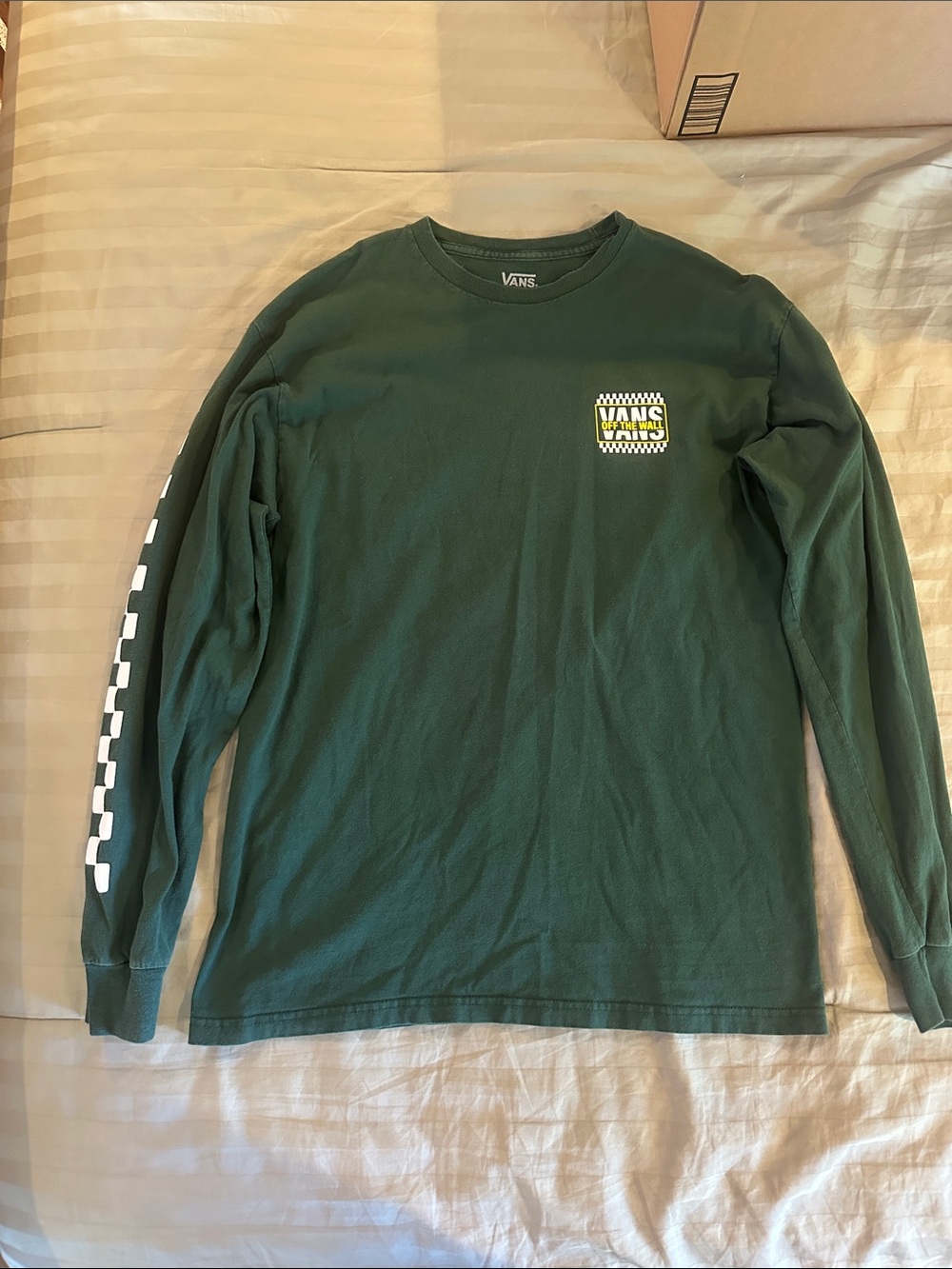 Vans Forest Green Long-Sleeve Checker Logo Tee